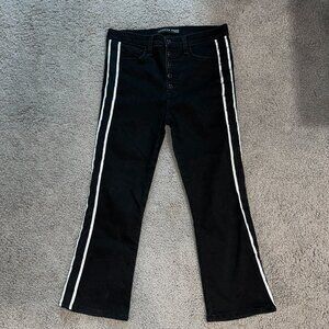 VERONICA BEARD CAROLYN 10" BABY BOOT BLACK & SILVER TUXEDO STRIPE JEANS EUC 29